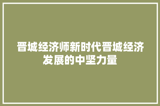 晋城经济师新时代晋城经济发展的中坚力量 晋城经济师新时代晋城经济发展的中坚力量