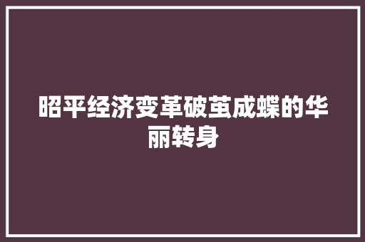 昭平经济变革破茧成蝶的华丽转身 昭平经济变革破茧成蝶的华丽转身