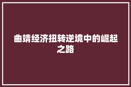 曲靖经济扭转逆境中的崛起之路 曲靖经济扭转逆境中的崛起之路