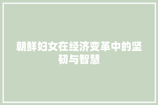 朝鲜妇女在经济变革中的坚韧与智慧 朝鲜妇女在经济变革中的坚韧与智慧