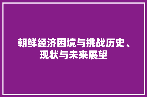 朝鲜经济困境与挑战历史、现状与未来展望 朝鲜经济困境与挑战历史、现状与未来展望