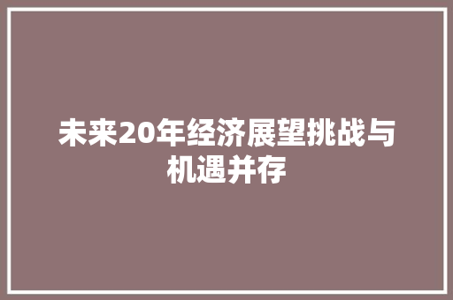 未来20年经济展望挑战与机遇并存 未来20年经济展望挑战与机遇并存