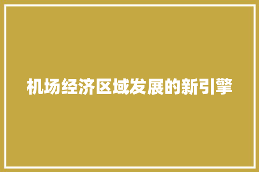 机场经济区域发展的新引擎 机场经济区域发展的新引擎