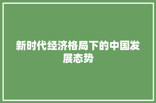 新时代经济格局下的中国发展态势 新时代经济格局下的中国发展态势