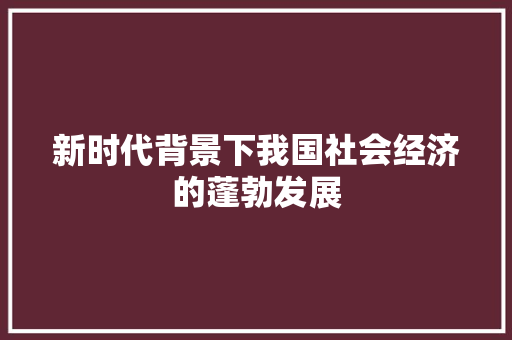 新时代背景下我国社会经济的蓬勃发展 新时代背景下我国社会经济的蓬勃发展