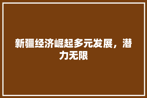 新疆经济崛起多元发展,潜力无限 新疆经济崛起多元发展,潜力无限