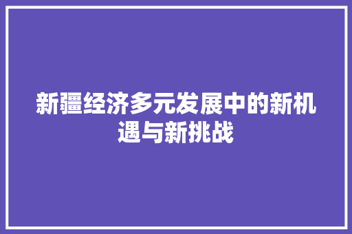 新疆经济多元发展中的新机遇与新挑战 新疆经济多元发展中的新机遇与新挑战