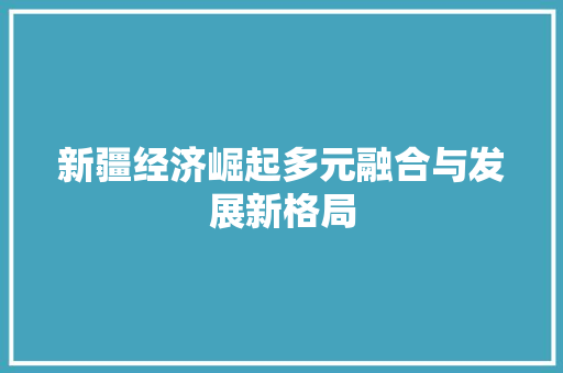新疆经济崛起多元融合与发展新格局