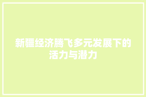 新疆经济腾飞多元发展下的活力与潜力 新疆经济腾飞多元发展下的活力与潜力