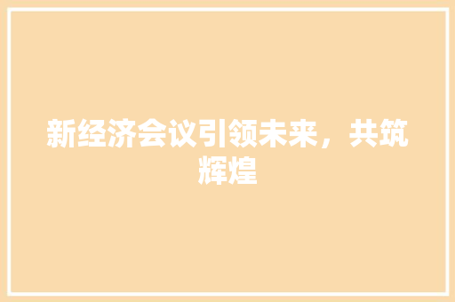 新经济会议引领未来,共筑辉煌 新经济会议引领未来,共筑辉煌