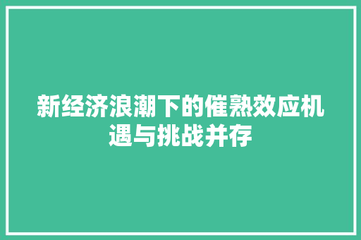 新经济浪潮下的催熟效应机遇与挑战并存 新经济浪潮下的催熟效应机遇与挑战并存