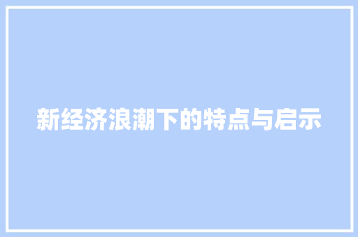 新经济浪潮下的特点与启示 新经济浪潮下的特点与启示