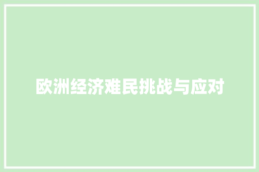 欧洲经济难民挑战与应对 欧洲经济难民挑战与应对