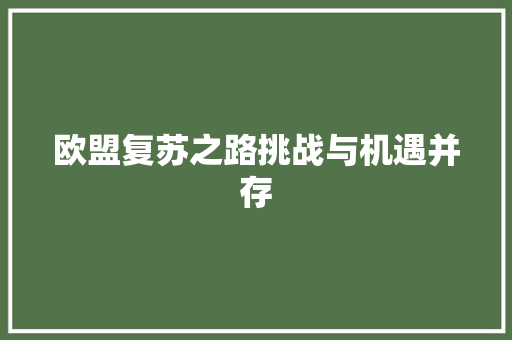 欧盟复苏之路挑战与机遇并存 欧盟复苏之路挑战与机遇并存