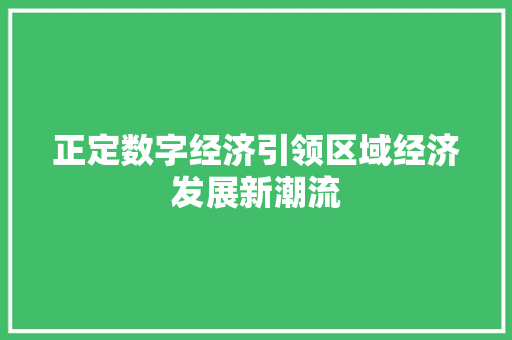 正定数字经济引领区域经济发展新潮流 正定数字经济引领区域经济发展新潮流