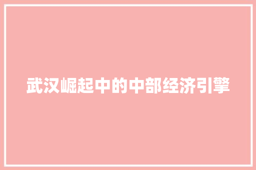武汉崛起中的中部经济引擎 武汉崛起中的中部经济引擎