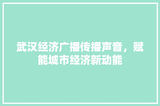 武汉经济广播传播声音,赋能城市经济新动能 武汉经济广播传播声音,赋能城市经济新动能