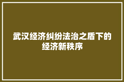 武汉经济纠纷法治之盾下的经济新秩序 武汉经济纠纷法治之盾下的经济新秩序