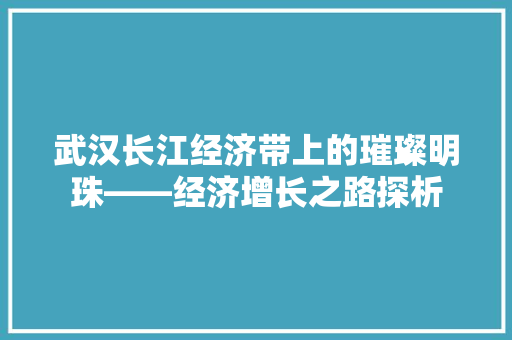 武汉长江经济带上的璀璨明珠——经济增长之路探析 武汉长江经济带上的璀璨明珠——经济增长之路探析