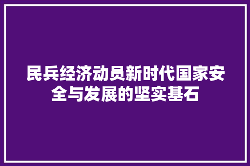 民兵经济动员新时代国家安全与发展的坚实基石 民兵经济动员新时代国家安全与发展的坚实基石