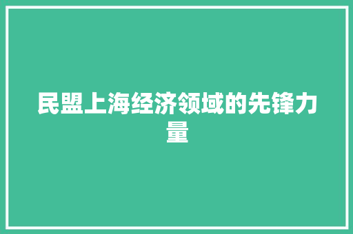 民盟上海经济领域的先锋力量 民盟上海经济领域的先锋力量