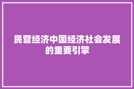 民营经济中国经济社会发展的重要引擎 民营经济中国经济社会发展的重要引擎