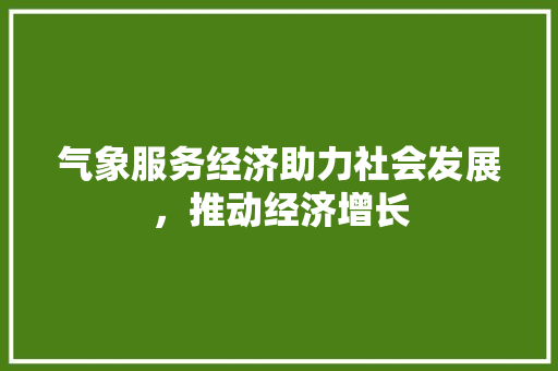 气象服务经济助力社会发展,推动经济增长 气象服务经济助力社会发展,推动经济增长