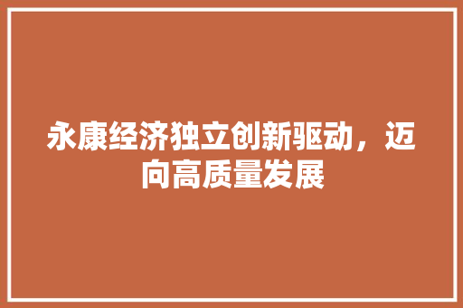 永康经济独立创新驱动,迈向高质量发展 永康经济独立创新驱动,迈向高质量发展