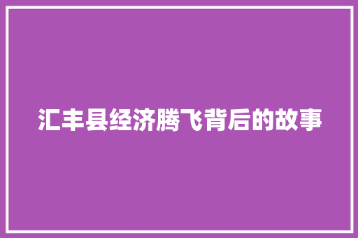 汇丰县经济腾飞背后的故事 汇丰县经济腾飞背后的故事