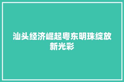 汕头经济崛起粤东明珠绽放新光彩 汕头经济崛起粤东明珠绽放新光彩