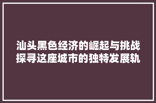 汕头黑色经济的崛起与挑战探寻这座城市的独特发展轨迹 汕头黑色经济的崛起与挑战探寻这座城市的独特发展轨迹