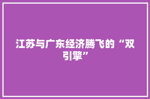 江苏与广东经济腾飞的“双引擎” 江苏与广东经济腾飞的“双引擎”
