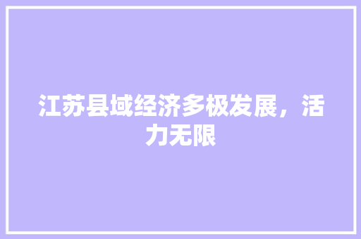 江苏县域经济多极发展,活力无限 江苏县域经济多极发展,活力无限