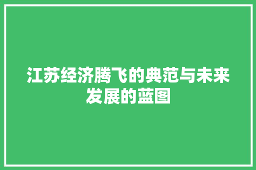 江苏经济腾飞的典范与未来发展的蓝图 江苏经济腾飞的典范与未来发展的蓝图