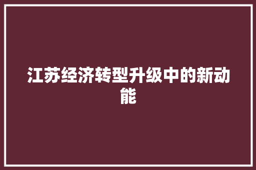 江苏经济转型升级中的新动能 江苏经济转型升级中的新动能