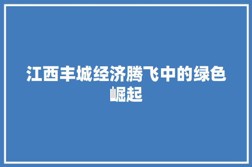 江西丰城经济腾飞中的绿色崛起 江西丰城经济腾飞中的绿色崛起