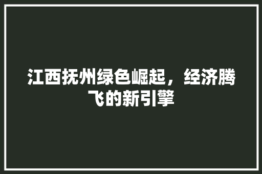 江西抚州绿色崛起,经济腾飞的新引擎 江西抚州绿色崛起,经济腾飞的新引擎