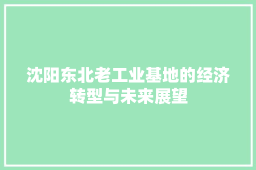 沈阳东北老工业基地的经济转型与未来展望 沈阳东北老工业基地的经济转型与未来展望