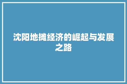 沈阳地摊经济的崛起与发展之路 沈阳地摊经济的崛起与发展之路