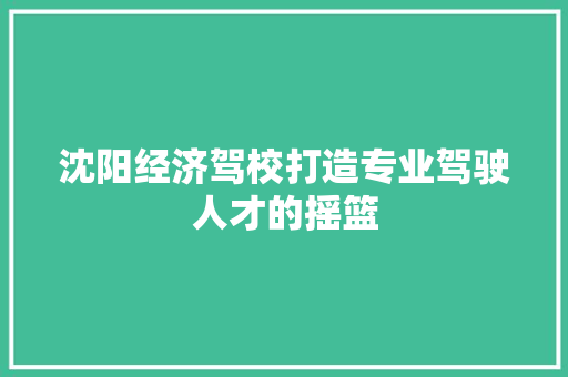 沈阳经济驾校打造专业驾驶人才的摇篮 沈阳经济驾校打造专业驾驶人才的摇篮