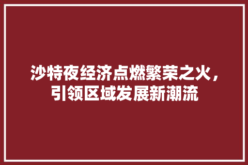 沙特夜经济点燃繁荣之火,引领区域发展新潮流 沙特夜经济点燃繁荣之火,引领区域发展新潮流
