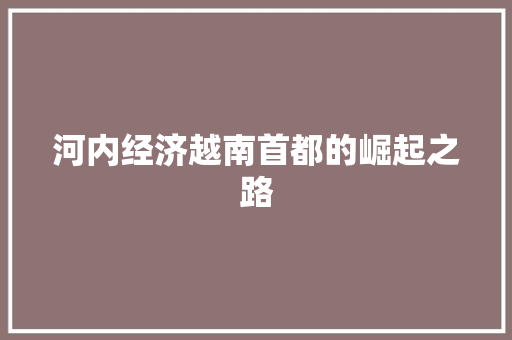 河内经济越南首都的崛起之路 河内经济越南首都的崛起之路