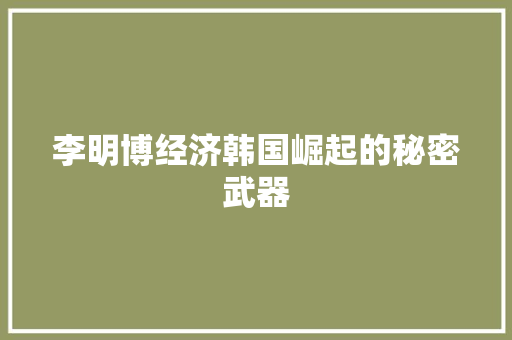 李明博经济韩国崛起的秘密武器 李明博经济韩国崛起的秘密武器