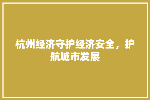 杭州经济守护经济安全,护航城市发展 杭州经济守护经济安全,护航城市发展
