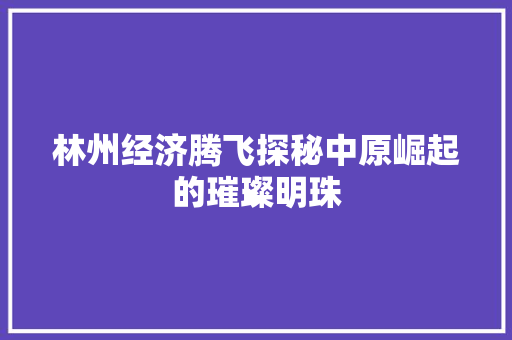 林州经济腾飞探秘中原崛起的璀璨明珠 林州经济腾飞探秘中原崛起的璀璨明珠