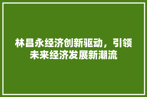 林昌永经济创新驱动,引领未来经济发展新潮流 林昌永经济创新驱动,引领未来经济发展新潮流