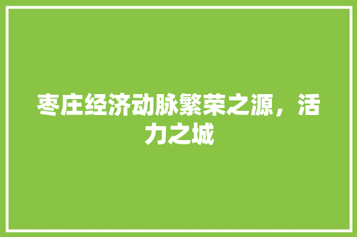 枣庄经济动脉繁荣之源,活力之城 枣庄经济动脉繁荣之源,活力之城