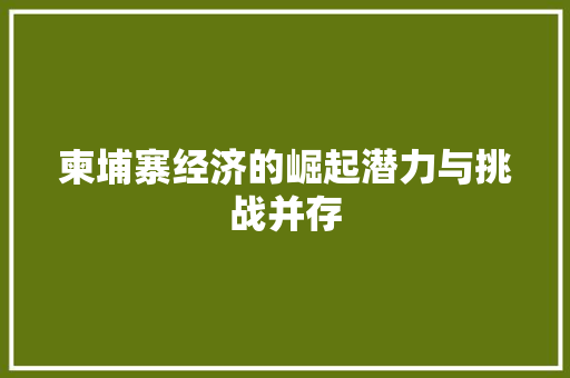 柬埔寨经济的崛起潜力与挑战并存 柬埔寨经济的崛起潜力与挑战并存