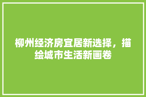 柳州经济房宜居新选择,描绘城市生活新画卷 柳州经济房宜居新选择,描绘城市生活新画卷
