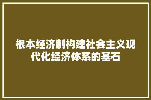 根本经济制构建社会主义现代化经济体系的基石 根本经济制构建社会主义现代化经济体系的基石